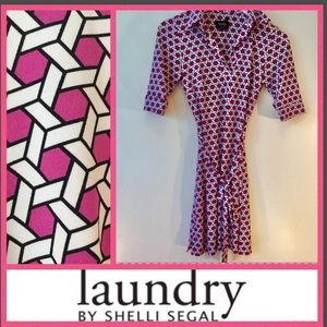 Laundry Lattice Print Pink Tie Dress